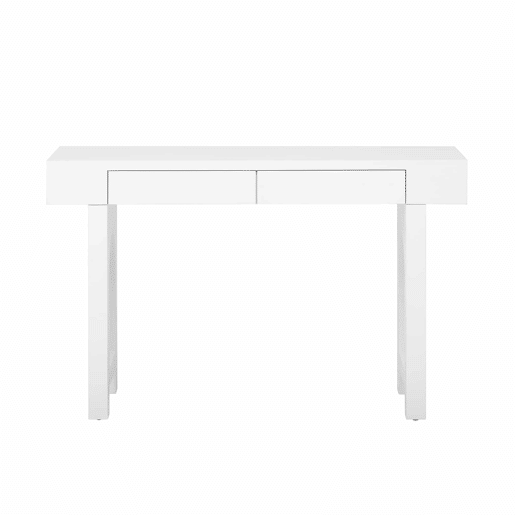 Consola estreita u2013 com gavetas, régua de tomadas, design em grelha e pés ajustáveis para hall de entrada ou sala de estar u2013 Branco