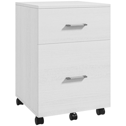 HOMCOM Arquivador para Escritório com 2 Compartimentos Bloco de Gaveta de com Rodas Móvel Arquivador para Arquivos A4 ou Documentos 39,5x39x58,5 cm Branco