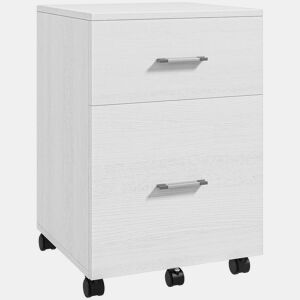 HOMCOM Arquivador para Escritório com 2 Compartimentos Bloco de Gaveta de com Rodas Móvel Arquivador para Arquivos A4 ou Documentos 39,5x39x58,5 cm Branco