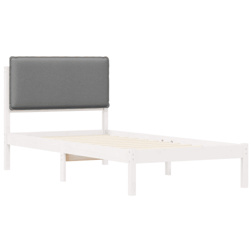 Estrutura de cama de solteiro simple com Cabeceira Estofada Cinzento-claro