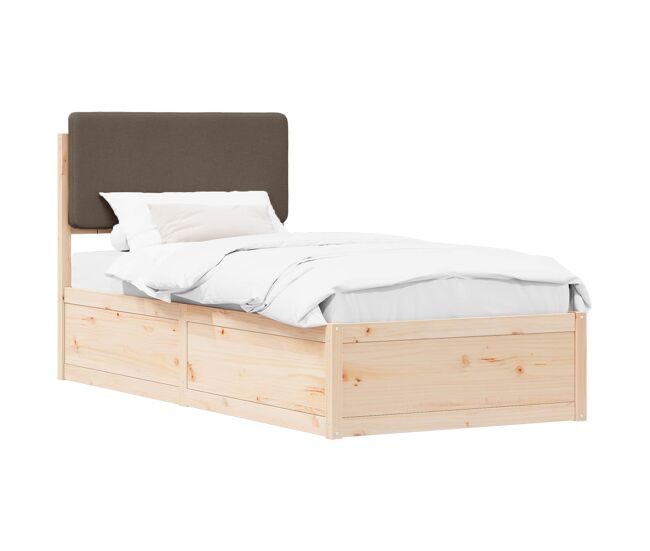 Estructura de cama simple para adultos con cabecera - tapizada taupé 90 x 190 cm