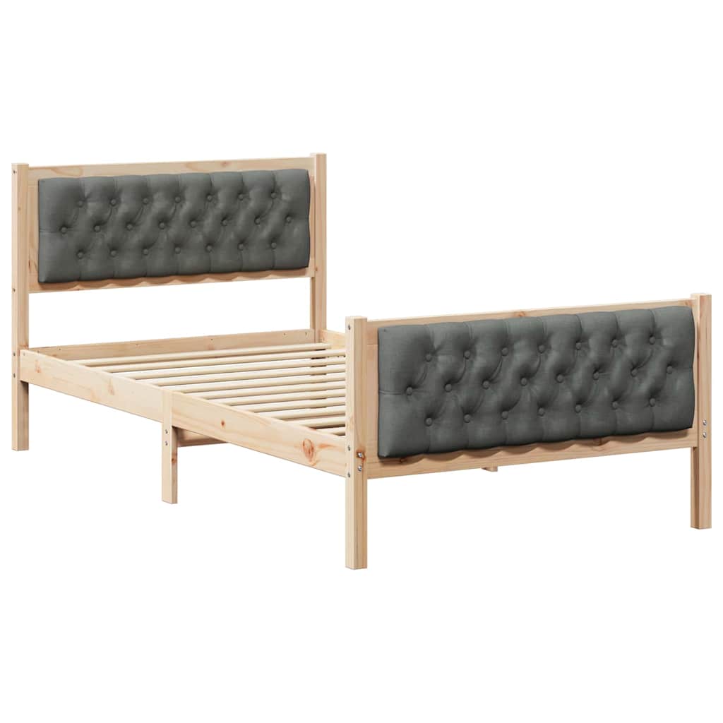 Estructura de cama individual para adultos 105x210 Gris Oscuro/ Madera
