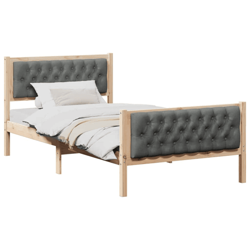 Estrutura de cama de solteiro para adultos com Cabeceira - Cinza Escuro 100 x 200 cm