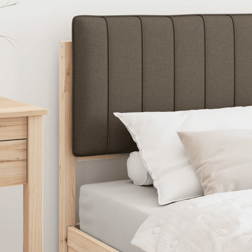 Estrutura de cama de solteiro Design com Cabeceira Estofada Cinzento-acastanhado
