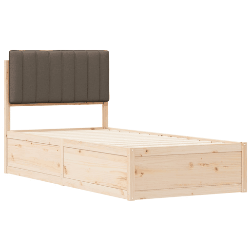 Estrutura de cama de solteiro Design com Cabeceira Estofada Cinzento-acastanhado
