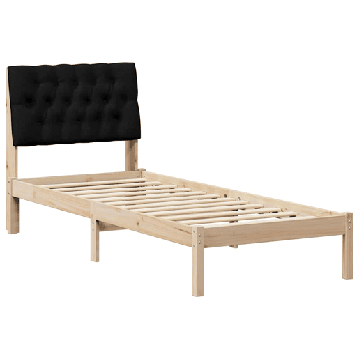 Estrutura de cama de solteiro para adultos com Cabeceira Estofada Castanho 75 x 190 cm