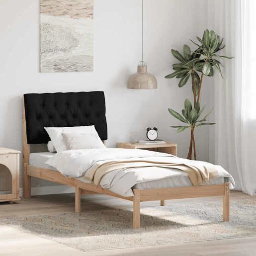 Estrutura de cama de solteiro para adultos com Cabeceira Estofada Castanho 75 x 190 cm
