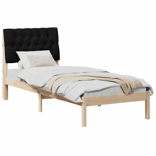 Estrutura de cama de solteiro para adultos com Cabeceira Estofada Castanho 75 x 190 cm