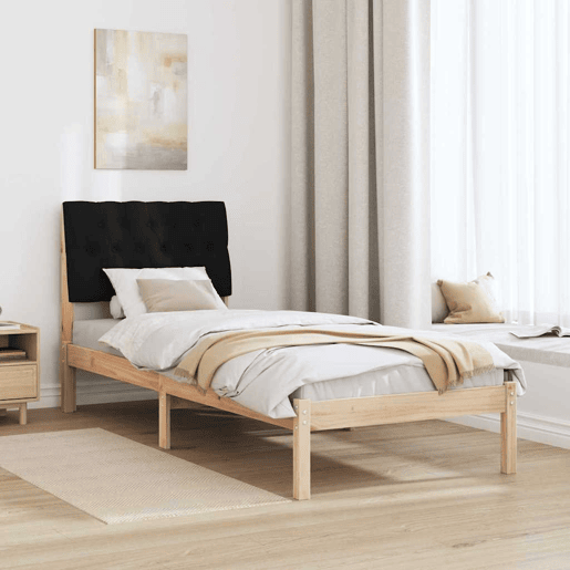 Estrutura de cama de solteiro para adultos com Cabeceira Estofada Castanho 75 x 190 cm