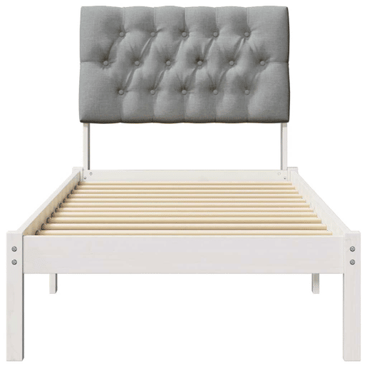 Estrutura de cama de solteiro para adultos com Cabeceira Estofada Branco 75 x 190 cm