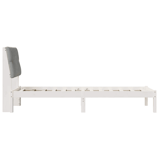 Estrutura de cama de solteiro para adultos com Cabeceira Estofada Branco 75 x 190 cm