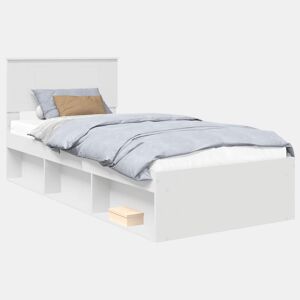 Estrutura de cama de solteiro para adultos - Branco 90 x 200 cm Madeira de Pinheiro Sólida