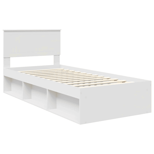Estrutura de cama de solteiro para adultos - Branco 90 x 200 cm Madeira de Pinheiro Sólida
