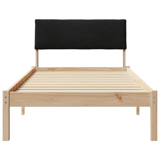 Estrutura de cama de solteiro simple com cabeceira - Castanho e preto 90 x 200 cm