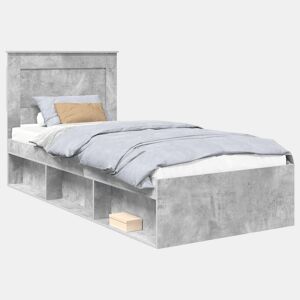Estrutura de cama de solteiro para adultos com Cabeceira - Cinza Concreto 100 x 200 cm