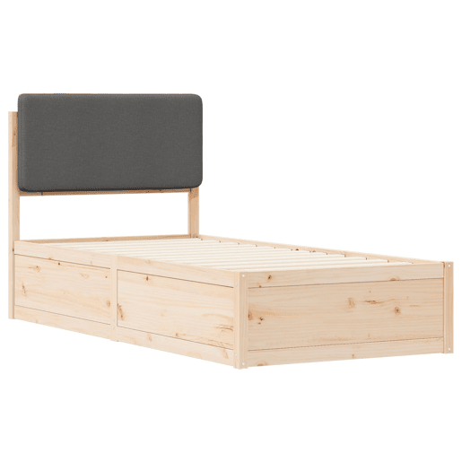 Estrutura de cama de solteiro para adultos com Cabeceira Estofada Cinza Escuro