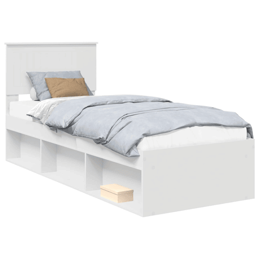 Estrutura de cama de solteiro para adultos - Branco 75 x 190 cm Madeira de Pinheiro Sólida
