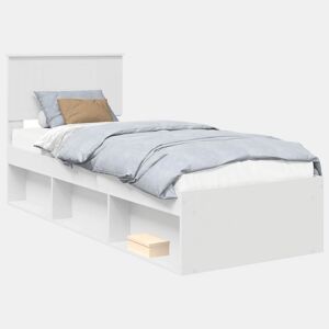 Estrutura de cama de solteiro para adultos - Branco 75 x 190 cm Madeira de Pinheiro Sólida