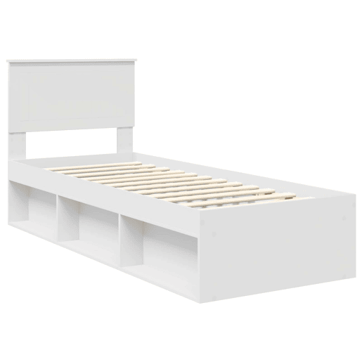 Estrutura de cama de solteiro para adultos - Branco 75 x 190 cm Madeira de Pinheiro Sólida
