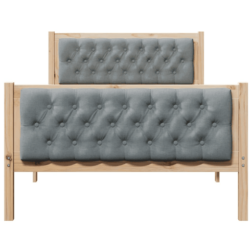 Estrutura de cama de solteiro para adultos com Cabeceira - Cinzento-claro 100 x 200 cm