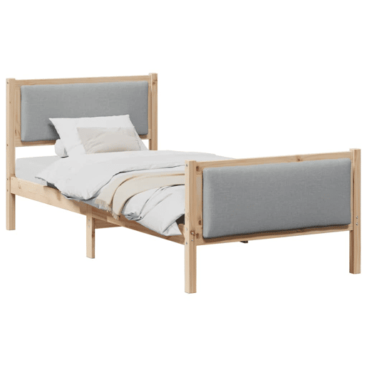 Estrutura de cama de solteiro simple, Cinzento-claro 90 x 200 cm tecido