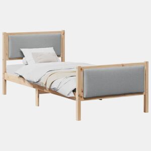 Estrutura de cama de solteiro simple, Cinzento-claro 90 x 200 cm tecido