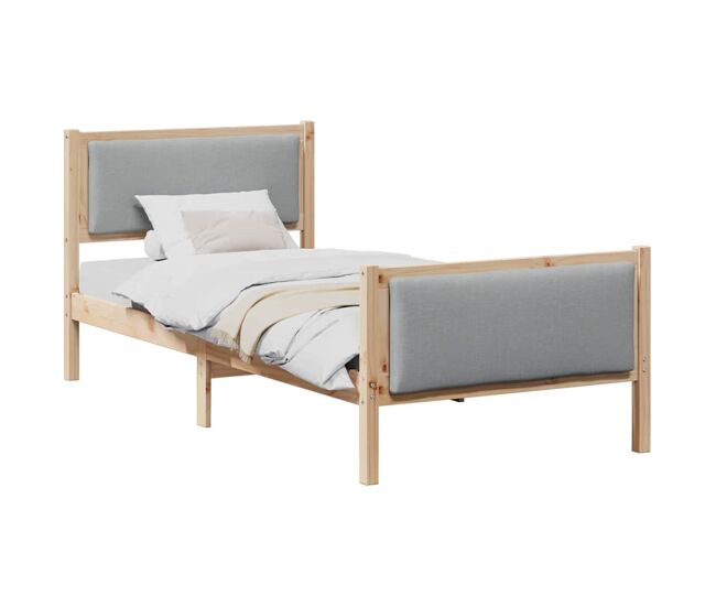 Estructura de cama individual para adultos con cabecera - gris claro 90 x 200 cm tela