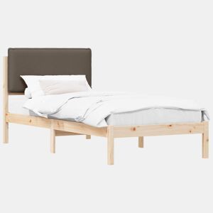 Estrutura de cama de solteiro Design com Cabeceira Estofada Cinzento-acastanhado