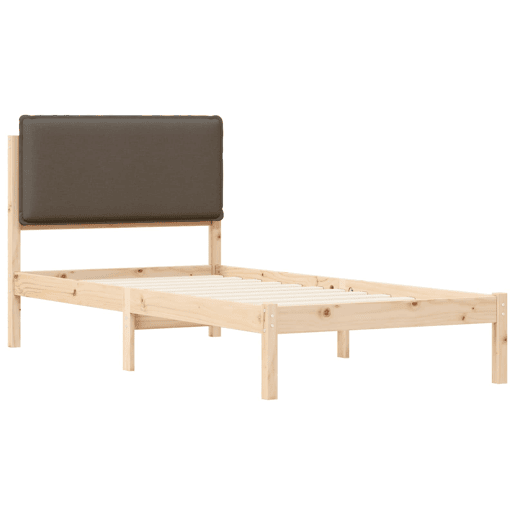 Estrutura de cama de solteiro Design com Cabeceira Estofada Cinzento-acastanhado
