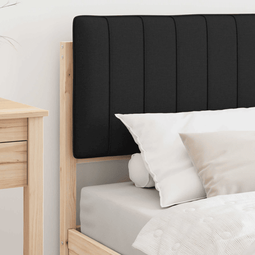 Estrutura de cama de solteiro para adultos com Cabeceira Estofada Preto 90 x 200 cm
