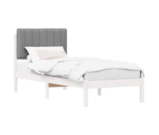 Estructura de cama simple para adultos con cabecera - tapizada gris claro 80 x 200 cm