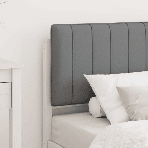 Estrutura de cama de solteiro simple com Cabeceira Estofada Cinzento-claro