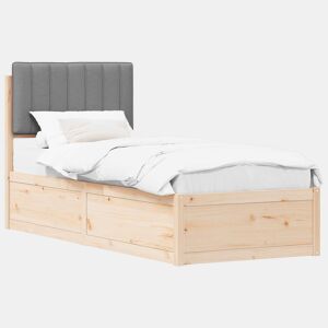 Estrutura de cama de solteiro simple com Cabeceira Estofada Cinzento-claro