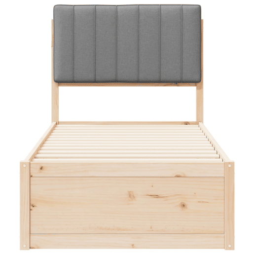 Estrutura de cama de solteiro simple com Cabeceira Estofada Cinzento-claro