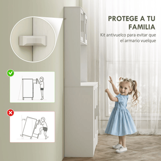HOMCOM Armário de Cozinha, Móvel Auxiliar com 2 Portas de Vidro, Bancada Ampla para Micro-ondas, Compartimentos Abertos e Prateleiras Ajustáveis, 108x35x180 cm, Branco
