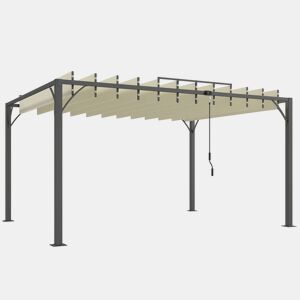 Outsunny Pérgola 390x295x213 cm para Jardim com Desenho de Lâminas Superiores Giratórias até 135° Proteção UV 50+ e Estrutura de Aço para Pátio Terraço Varanda Creme