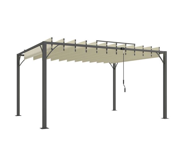 Outsunny pérgola de jardín 3x4 m, cenador de jardín con techo de lamas orientables a 135°, columna de aluminio, vigas de hierro, protección upf50+,