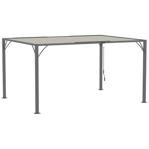 Outsunny Pérgola 390x295x213 cm para Jardim com Desenho de Lâminas Superiores Giratórias até 135° Proteção UV 50+ e Estrutura de Aço para Pátio Terraço Varanda Creme