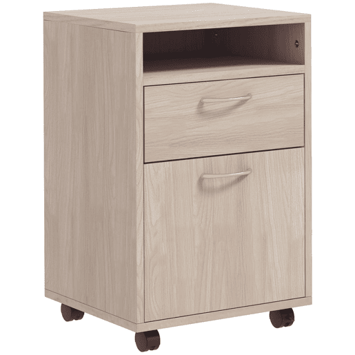 HOMCOM Bloco de Gavetas para Escritório com Rodas Armário de Escritório com Gaveta Compartimento Porta Arquivador Móvel para Escritório ou Sala 40x35x60 cm Carvalho