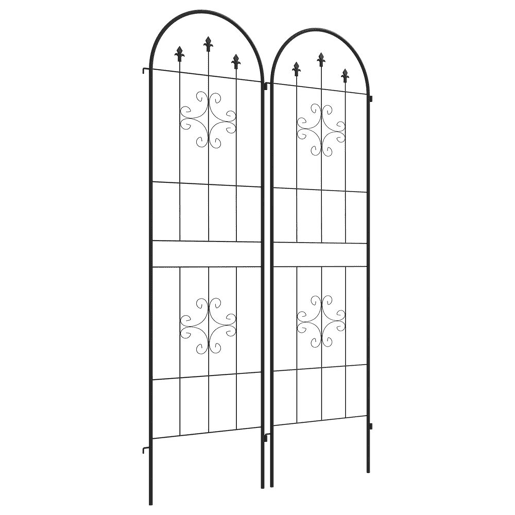 Outsunny Conjunto de 2 Treliças de Jardim Suportes para Plantas Trepadeiras com Estrutura de Aço para Frutas, Legumes, Flores e Decoração Exterior para Jardim ou Terraço 50x180 cm Preto