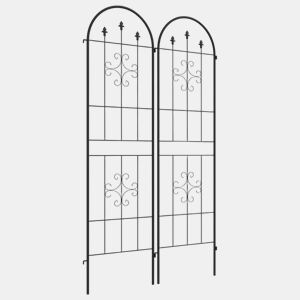 Outsunny Conjunto de 2 Treliças de Jardim Suportes para Plantas Trepadeiras com Estrutura de Aço para Frutas, Legumes, Flores e Decoração Exterior para Jardim ou Terraço 50x180 cm Preto