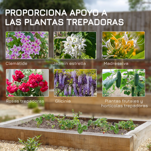 Outsunny Conjunto de 2 Treliças de Jardim Suportes para Plantas Trepadeiras com Estrutura de Aço para Frutas, Legumes, Flores e Decoração Exterior para Jardim ou Terraço 50x180 cm Preto