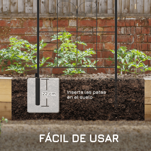Outsunny Conjunto de 2 Treliças de Jardim Suportes para Plantas Trepadeiras com Estrutura de Aço para Frutas, Legumes, Flores e Decoração Exterior para Jardim ou Terraço 50x180 cm Preto