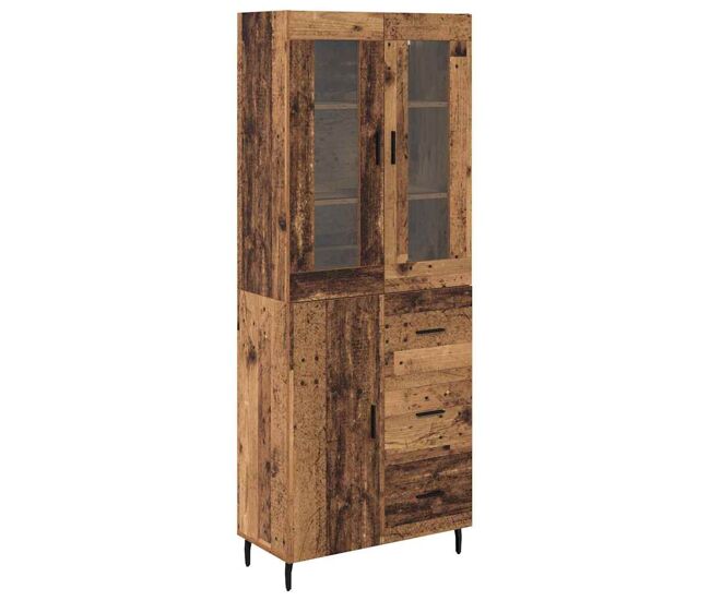 Aparador alto - mueble de almacenamiento 2 pcs madera envejecida madera de ingeniería es167