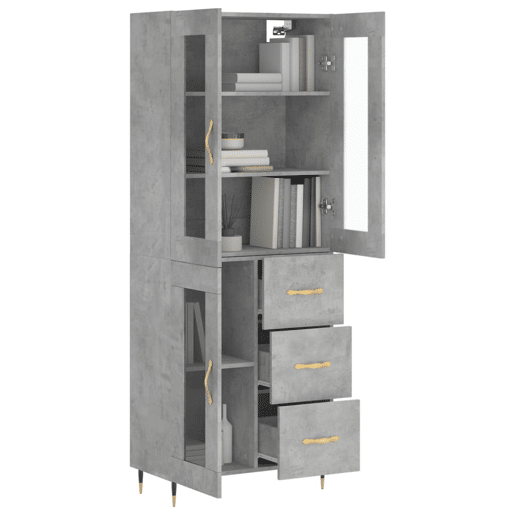 Armário alto - Bufete - Móvel de apoio 69,5x34x180 cm derivados de madeira cinza cimento pt949 Armário alto - Bufete - Móvel de apoio 69,5x34x180 cm derivados de madeira cinza cimento pt949