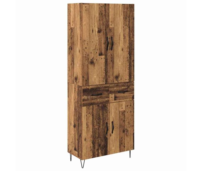 Aparador alto - mueble de almacenamiento 2 pcs madera vieja madera tecnológica y vidrio es187
