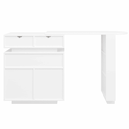 Mesa de bar extensível 115-183 x 40 x 99 cm - ilha de cozinha, arrumação, LED, rotação de 360°, barra móvel - Branco
