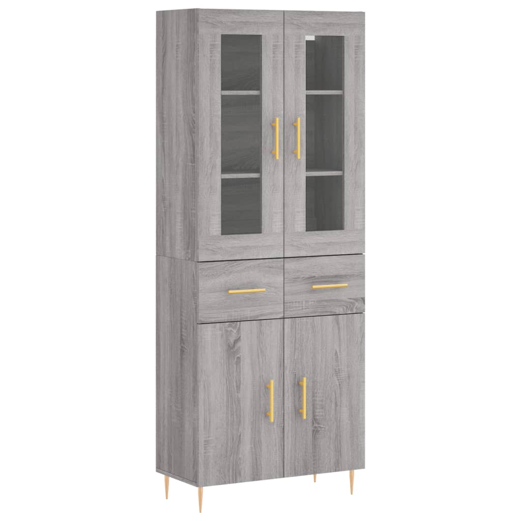 Aparador alto - Mueble de almacenamiento 2 pcs 69 Roble/ Gris