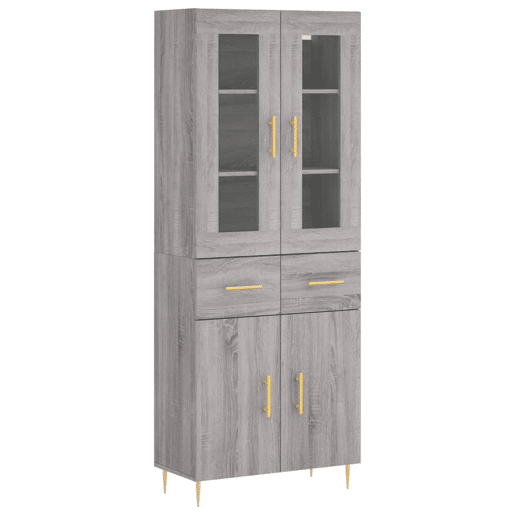 Armário alto - Bufete - Móvel de apoio 69,5x34x180 cm derivados de madeira sonoma cinza pt1119