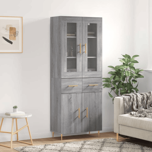 Armário alto - Bufete - Móvel de apoio 69,5x34x180 cm derivados de madeira sonoma cinza pt1119